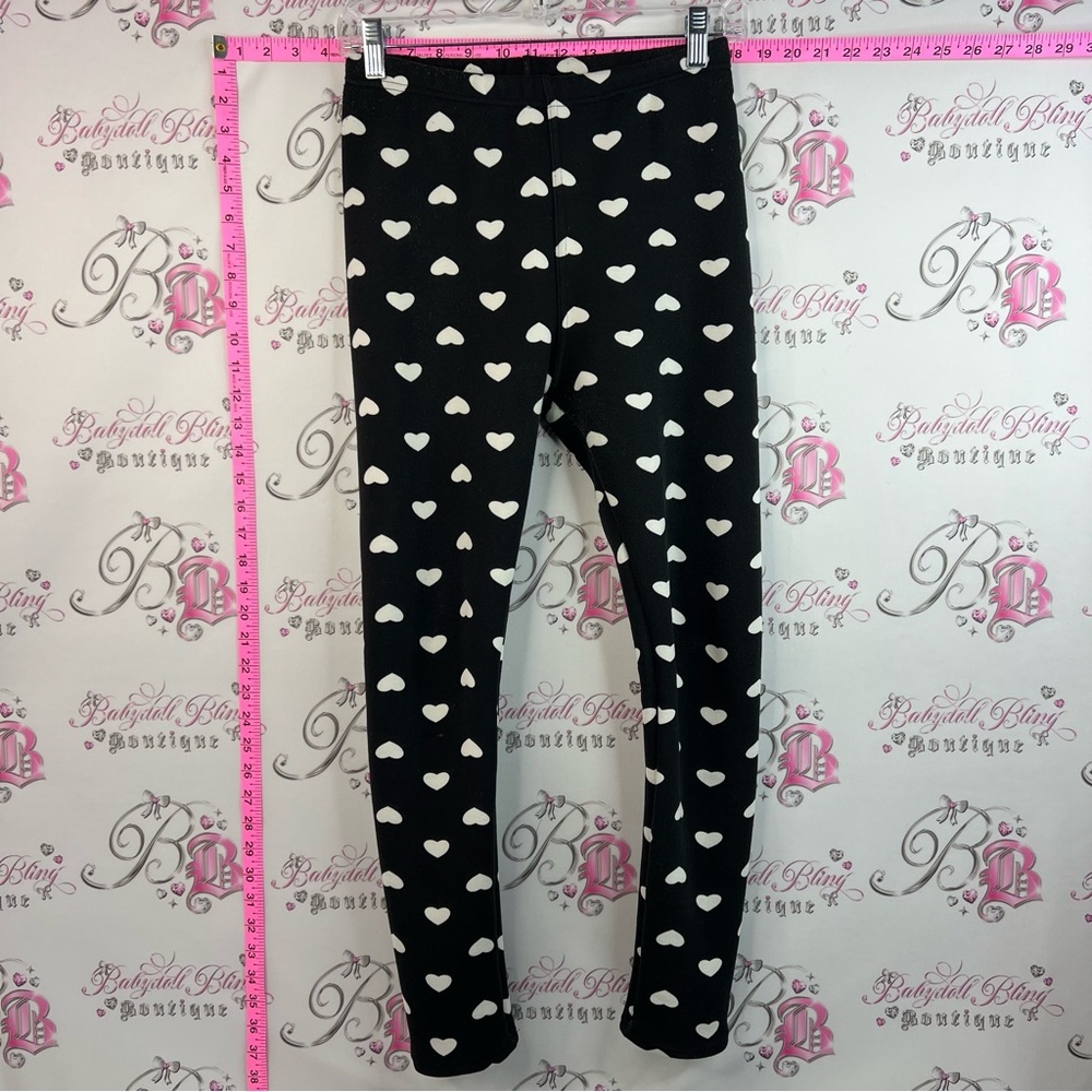Just Cozy fleece lined pants hearts Black PolkaDot Heart Print Leggings